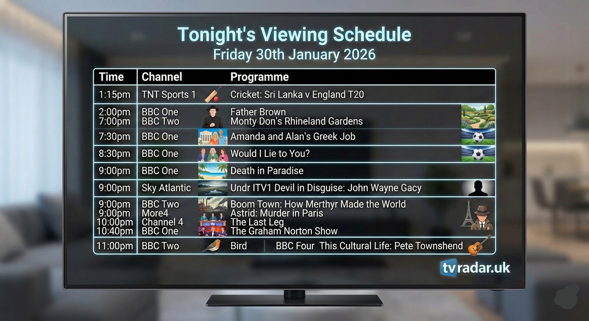 What's On TV Tonight Friday 30th January 2026