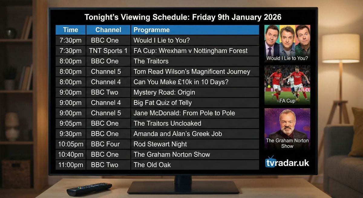 What's On TV Tonight: Friday 9th January 2026