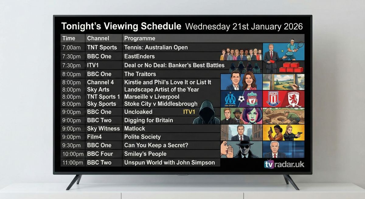 What's On TV Tonight Wednesday 21st January 2026