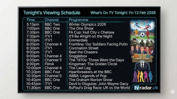 What's On TV Tonight: Fri 13 Feb 2026 – FA Cup, Gogglebox & Graham Norton