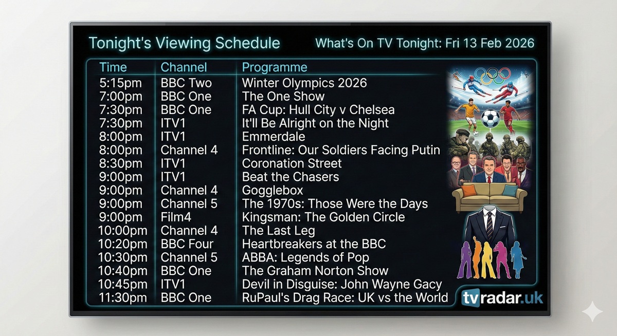 What's On TV Tonight: Fri 13 Feb 2026 – FA Cup, Gogglebox & Graham Norton