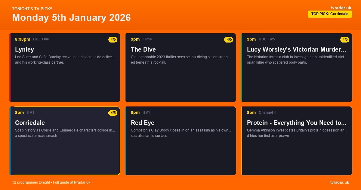 Whats On Tv Tonight Monday 5 January 2026