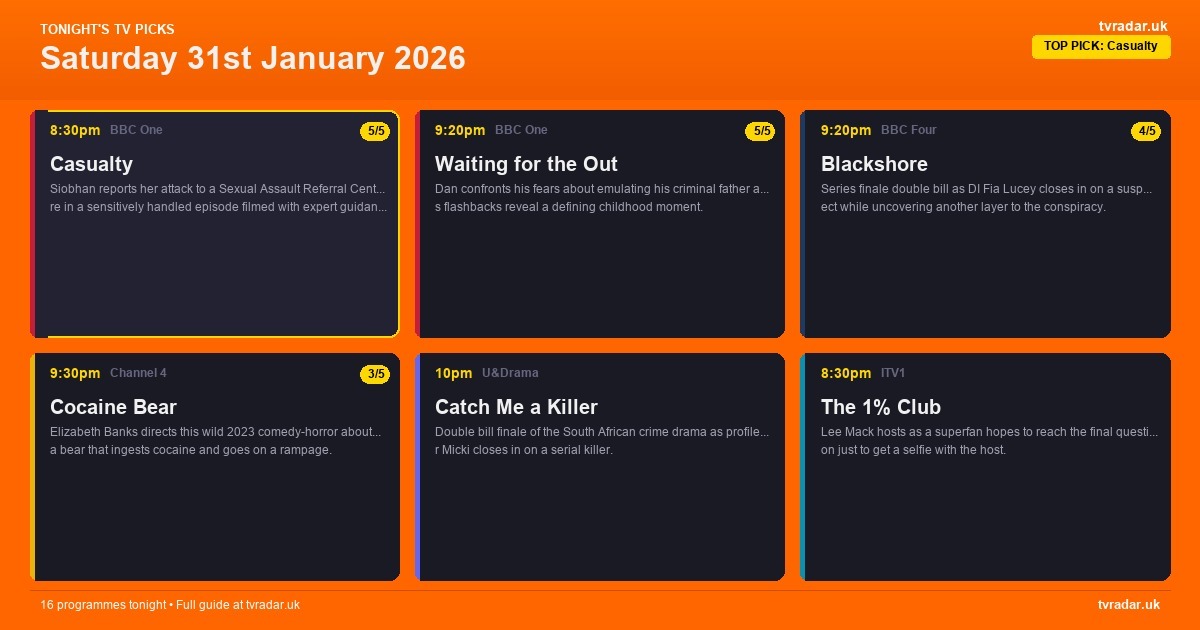 What’s On TV Tonight: Saturday 31st January 2026