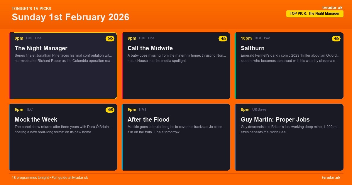 What's On TV Tonight: Sunday 1st February 2026