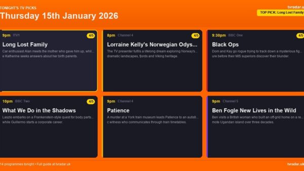 Whats On Tv Tonight Thursday 15 January 2026