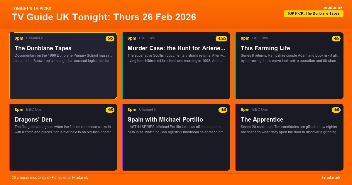 Whats On Tv Tonight Thursday 26 February 2026