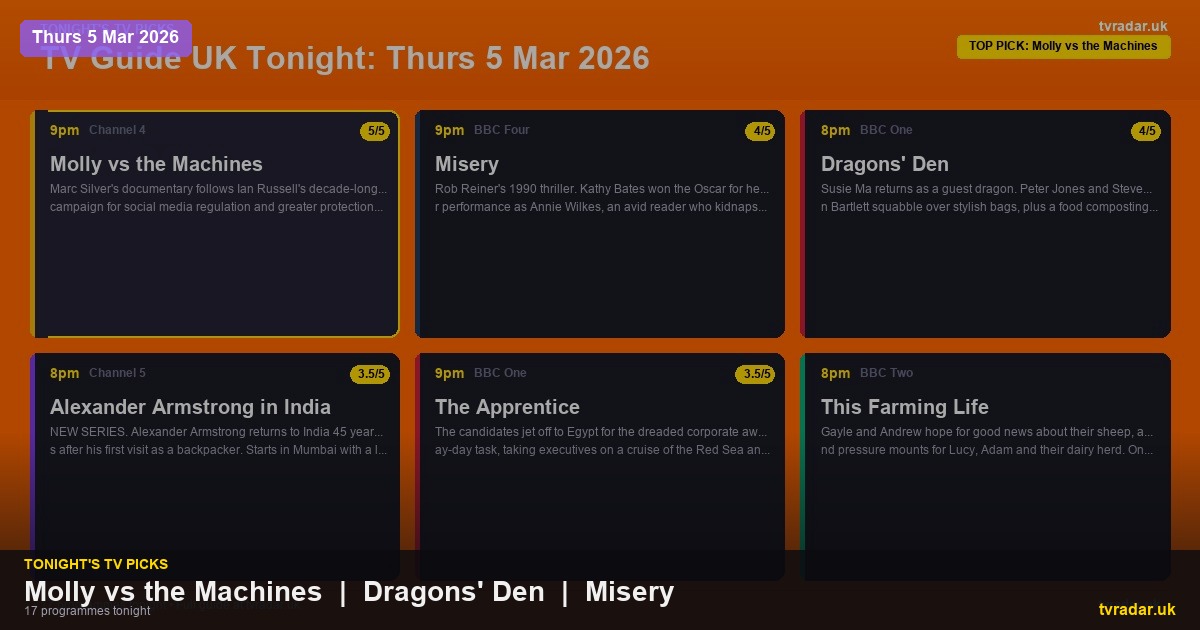Whats On Tv Tonight Thursday 5 March 2026