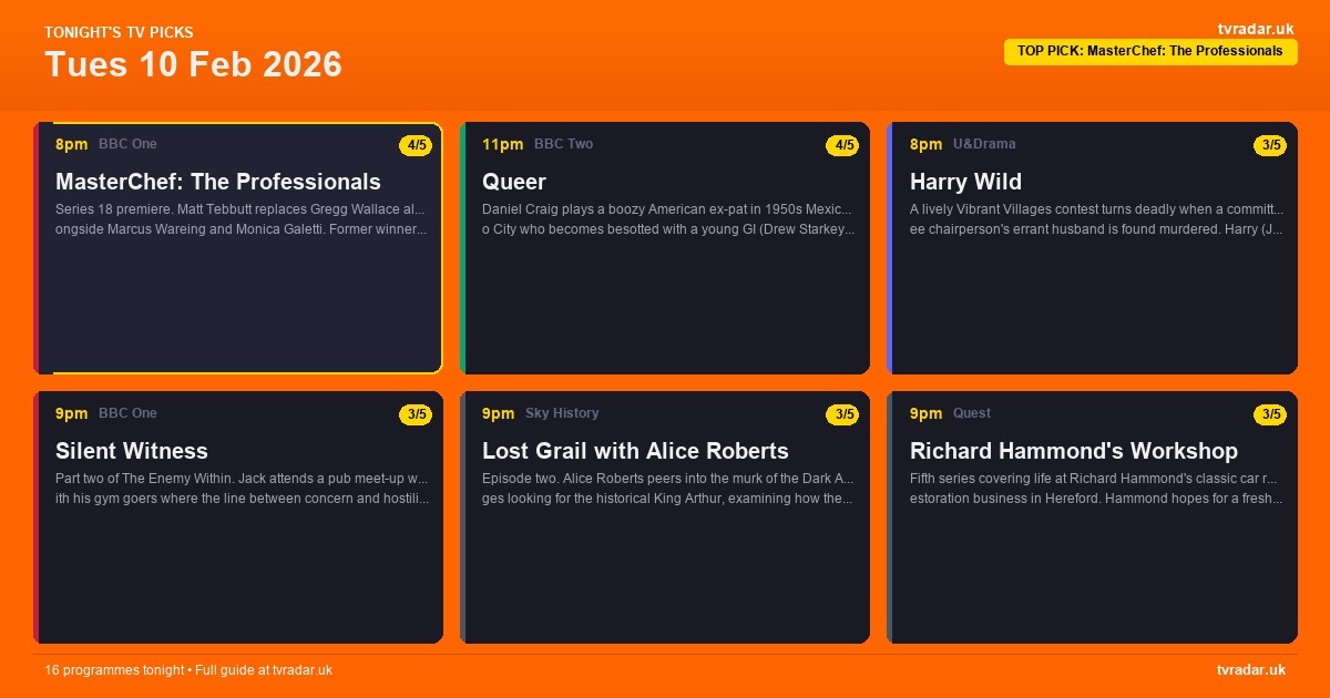 What’s On TV Tonight: Tues 10 Feb 2026 – MasterChef: The Professionals, Silent Witness & The Summit