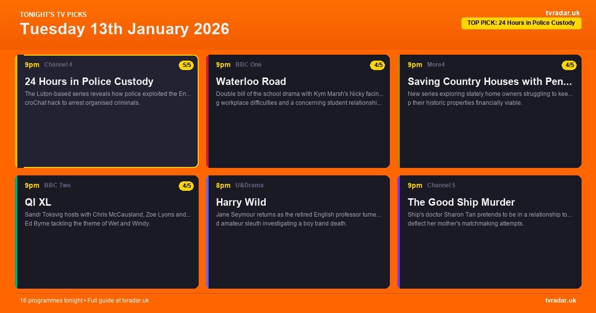 Whats On Tv Tonight Tuesday 13 January 2026