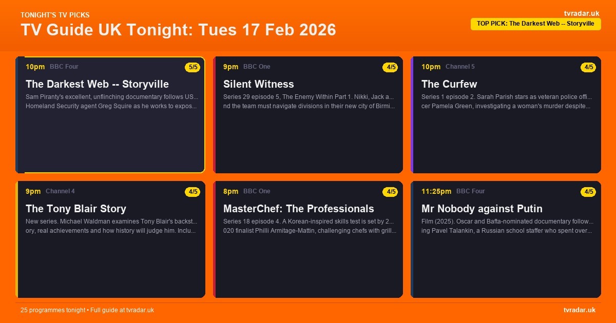 Whats On Tv Tonight Tuesday 17 February 2026