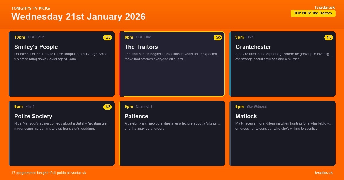 Whats On Tv Tonight Wednesday 21 January 2026