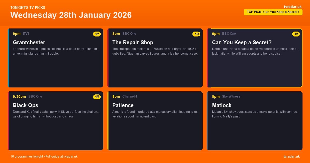 Whats On Tv Tonight Wednesday 28 January 2026