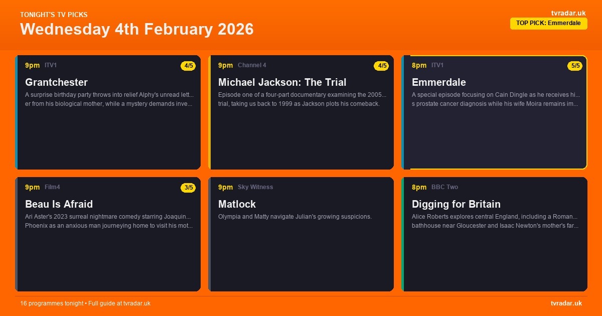 What's On TV Tonight: Wednesday 4th February 2026
