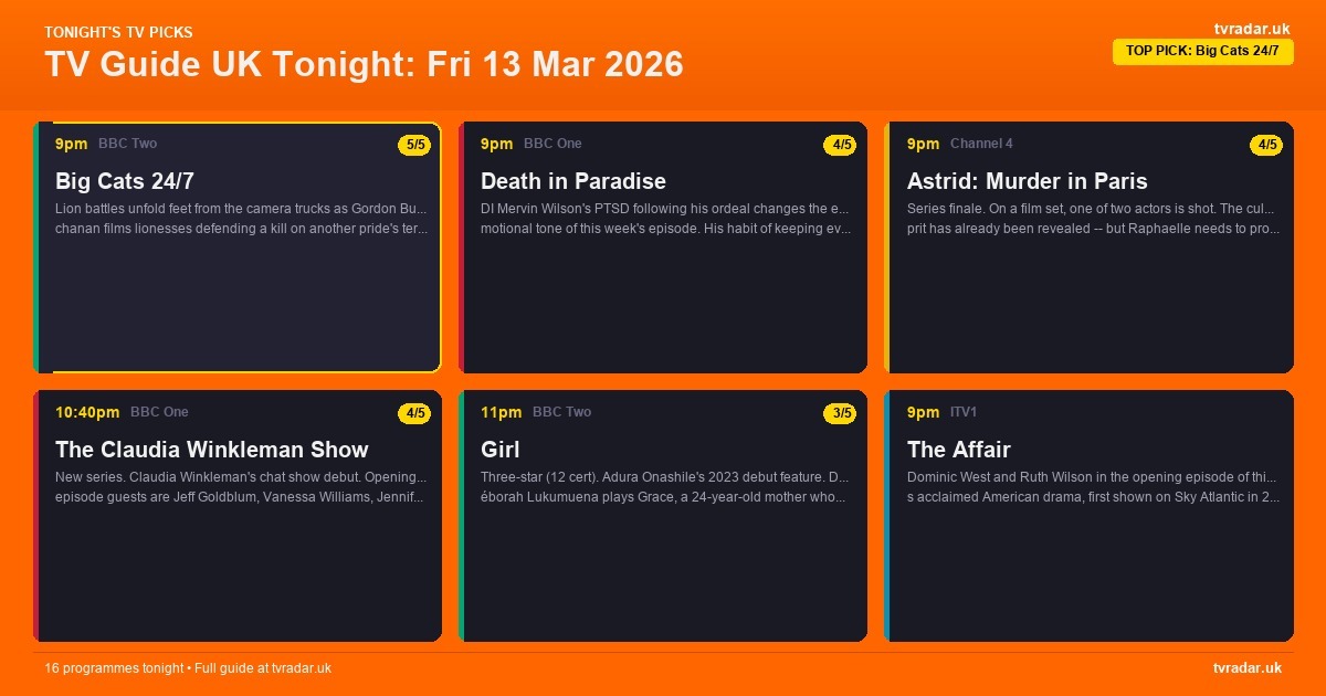 Whats On Tv Tonight Friday 13 March 2026