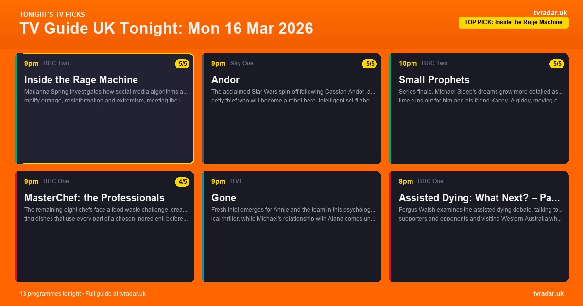 Whats On Tv Tonight Monday 16 March 2026
