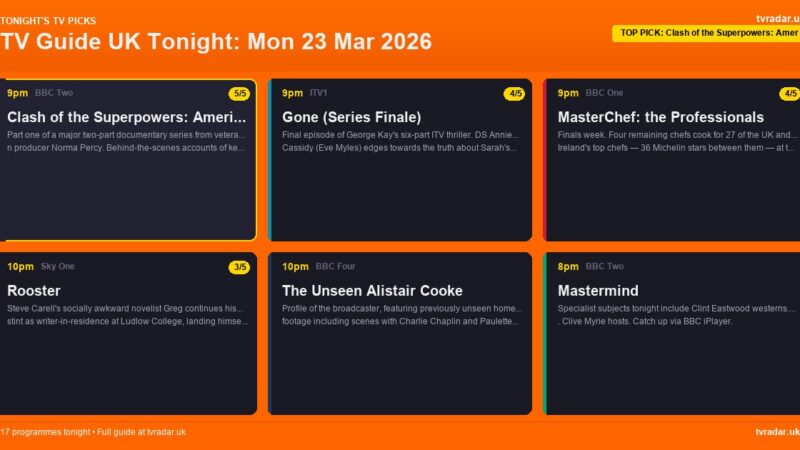 TV Guide UK Tonight: Mon 23 Mar 2026 – Gone (Series Finale), MasterChef: the Professionals & Clash of the Superpowers