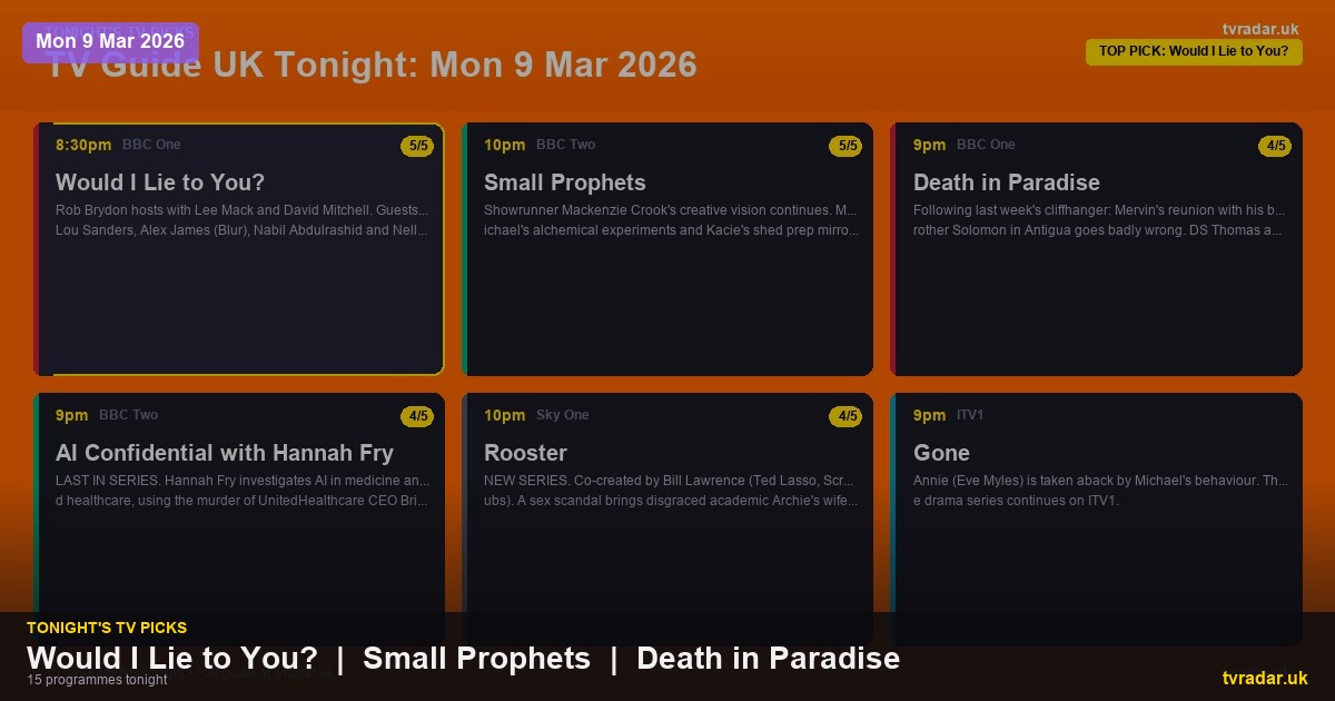 Whats On Tv Tonight Monday 9 March 2026