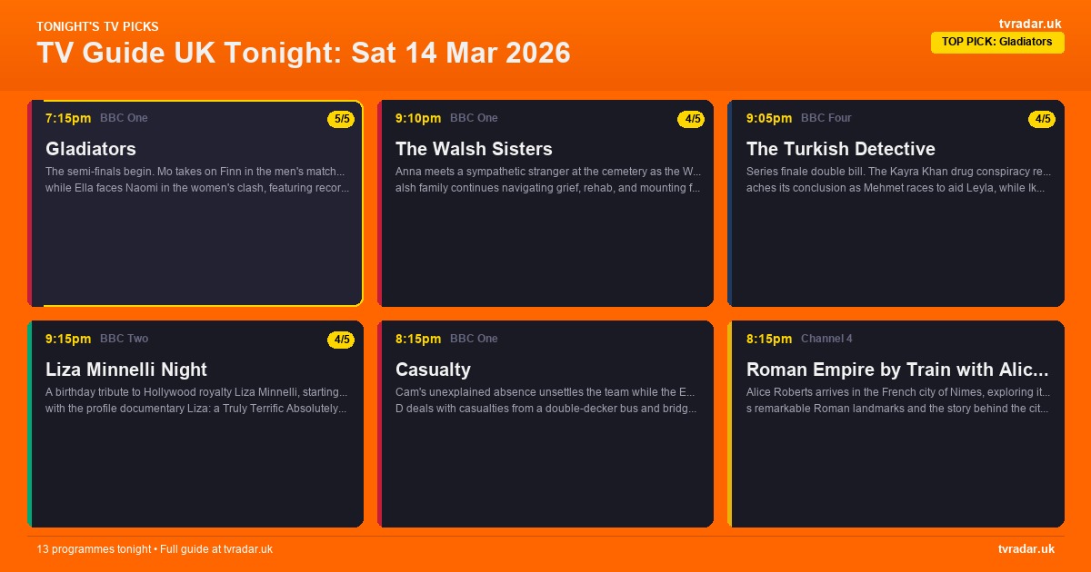 Whats On Tv Tonight Saturday 14 March 2026