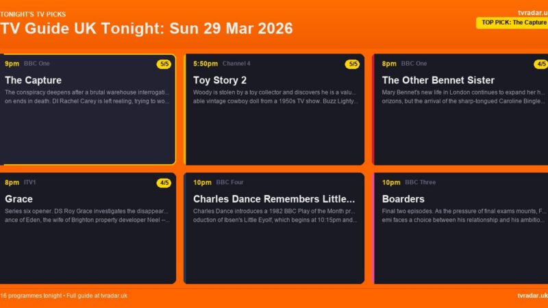 TV Guide UK Tonight: Sun 29 Mar 2026 – The Capture, Grace & Coronation Street Easter Special