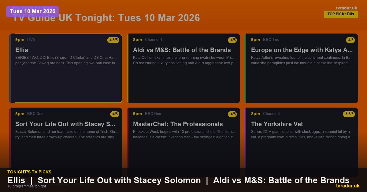 Whats On Tv Tonight Tuesday 10 March 2026