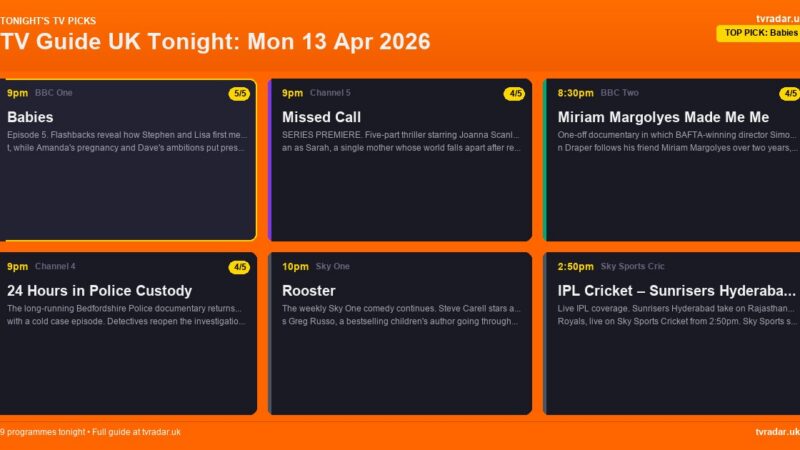 TV Guide UK Tonight: Mon 13 Apr 2026 – Miriam Margolyes Made Me Me, Missed Call & 24 Hours in Police Custody