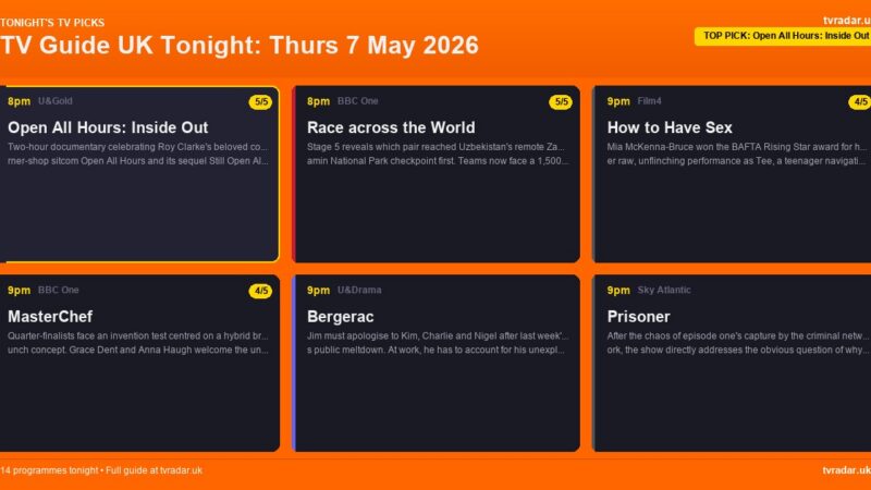 TV Guide UK Tonight: Thurs 7 May 2026 – Open All Hours, Race across the World & Taskmaster