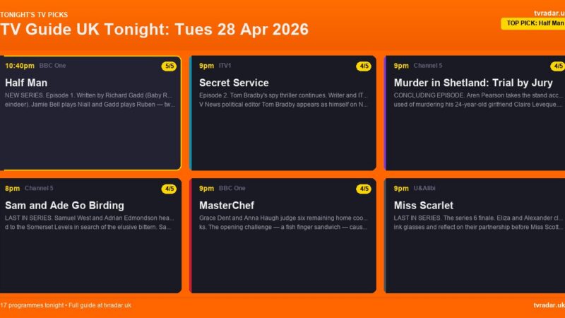 TV Guide UK Tonight: Tues 28 Apr 2026 – Half Man, MasterChef & PSG v Bayern