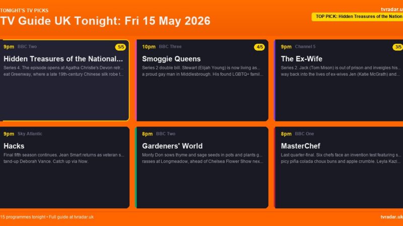 TV Guide UK Tonight: Fri 15 May 2026 – Hidden Treasures of the National Trust, MasterChef & Smoggie Queens