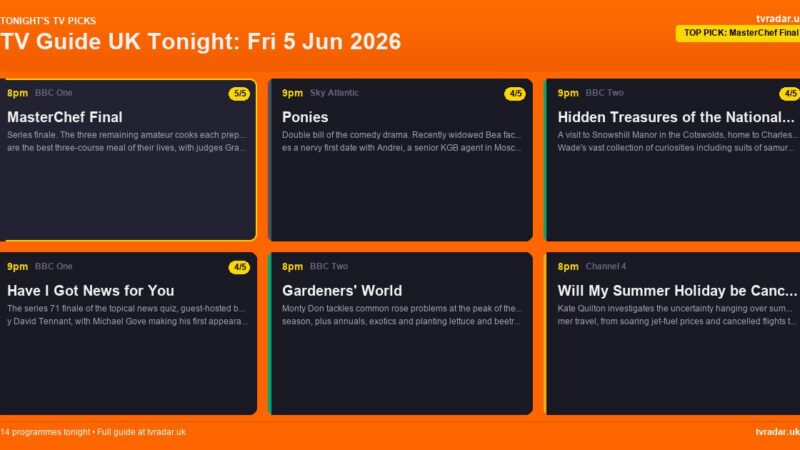 TV Guide UK Tonight: Fri 5 Jun 2026 – MasterChef Final, Have I Got News for You & Celebrity Gogglebox