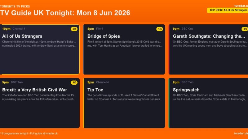 TV Guide UK Tonight: Mon 8 Jun 2026 – EastEnders, Emmerdale, Corrie & All of Us Strangers