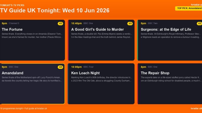 TV Guide UK Tonight: Wed 10 Jun 2026 – Amandaland Finale, The Fortune Finale & England v Costa Rica