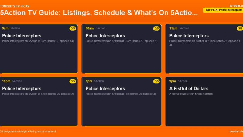 5Action TV Guide: Listings, Schedule & What’s On 5Action Tonight