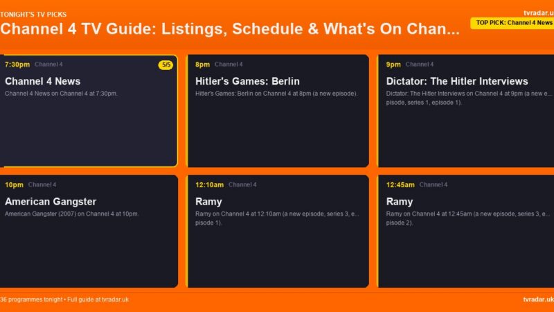 Channel 4 TV Guide: Listings, Schedule & What’s On Channel 4 Tonight