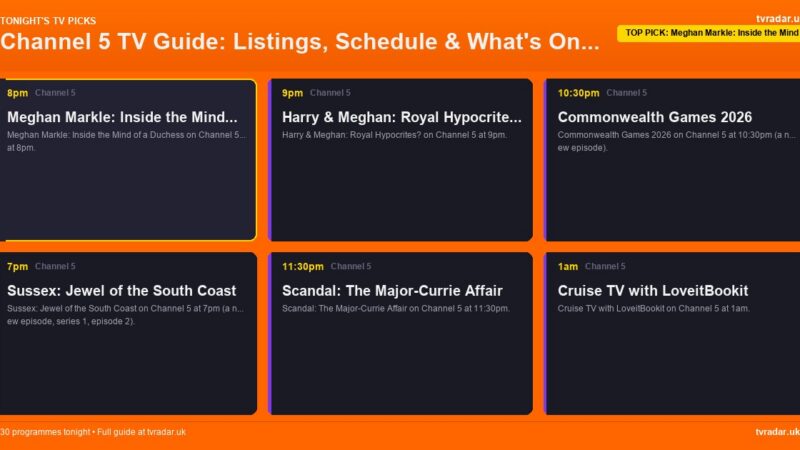 Channel 5 TV Guide: Listings, Schedule & What’s On Channel 5 Tonight