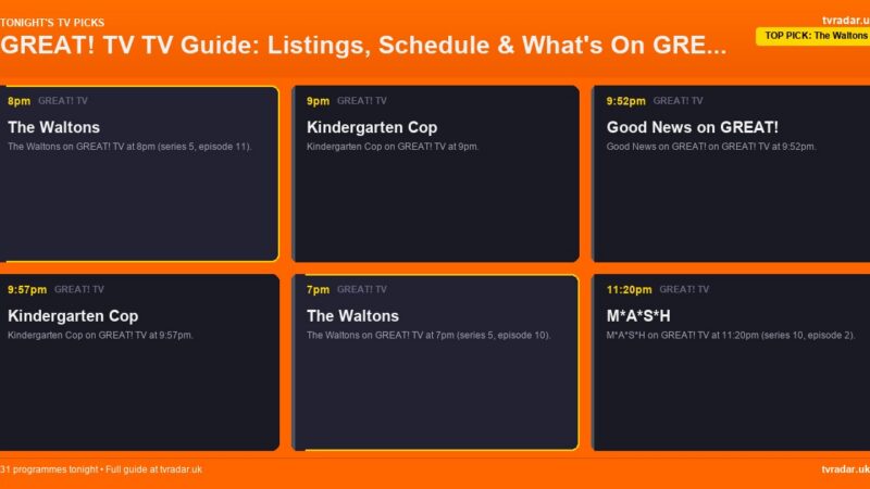 GREAT! TV TV Guide: Listings, Schedule & What’s On GREAT! TV Tonight