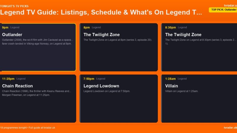 Legend TV Guide: Listings, Schedule & What’s On Legend Tonight