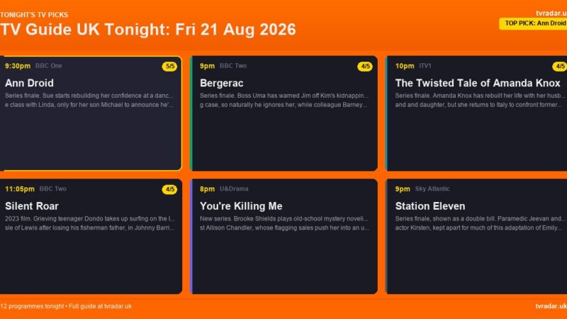 TV Guide UK Tonight: Fri 21 Aug 2026 – Ann Droid, Bergerac & Amanda Knox