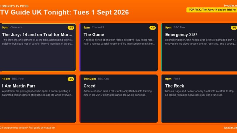 TV Guide UK Tonight: Tues 1 Sept 2026 – The Game, The Jury & Celebrity MasterChef