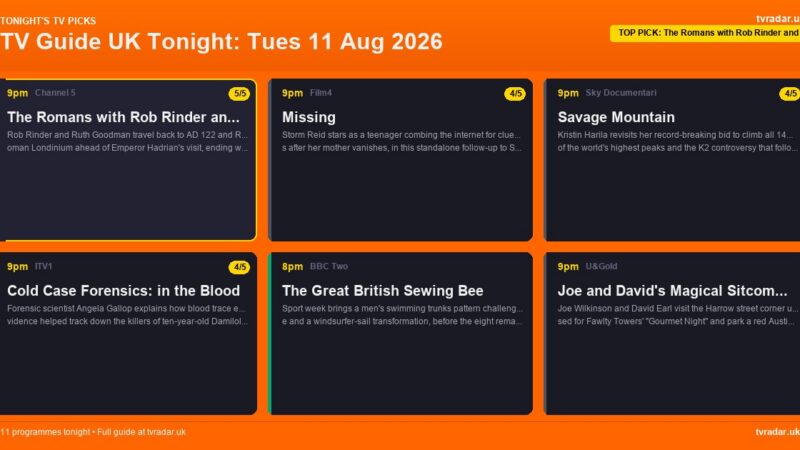 TV Guide UK Tonight: Tues 11 Aug 2026 – The Romans, Missing & EastEnders