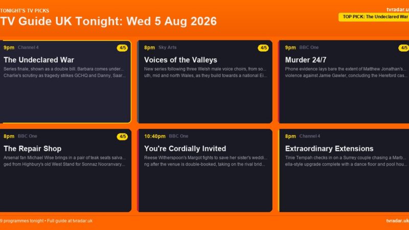 TV Guide UK Tonight: Wed 5 Aug 2026 – EastEnders, The Undeclared War & Murder 24/7