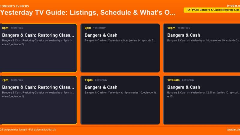 Yesterday TV Guide: Listings, Schedule & What’s On Yesterday Tonight