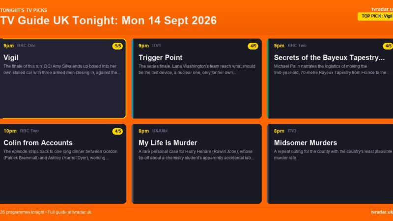 TV Guide UK Tonight: Mon 14 Sept 2026 – Vigil, Trigger Point & Forever Home