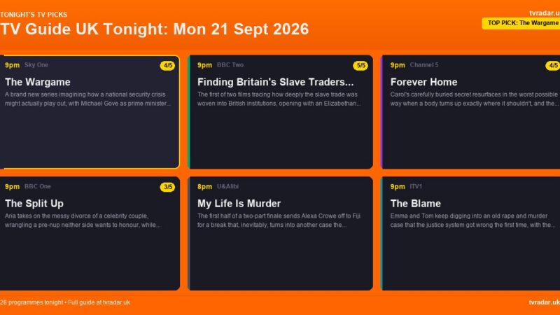 TV Guide UK Tonight: Mon 21 Sept 2026 – EastEnders, The Split Up & The Wargame