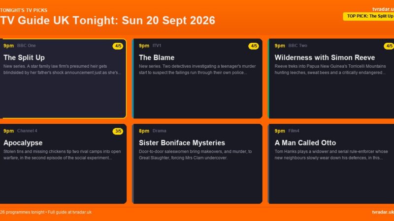TV Guide UK Tonight: Sun 20 Sept 2026 – The Split Up, The Blame & Big Brother