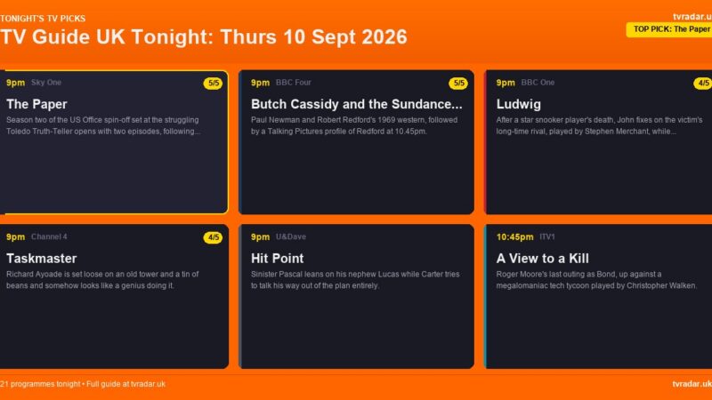 TV Guide UK Tonight: Thurs 10 Sept 2026 – The Paper, Ludwig & Taskmaster