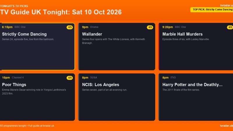 TV Guide UK Tonight: Sat 10 Oct 2026 – Strictly, The Voice UK & Poor Things