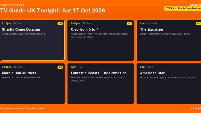 TV Guide UK Tonight: Sat 17 Oct 2026 – Strictly Icons Week, The Voice UK & The Equalizer