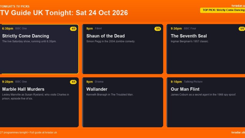 TV Guide UK Tonight: Sat 24 Oct 2026 – Strictly, The Voice UK Semi-Final & Marble Hall Murders