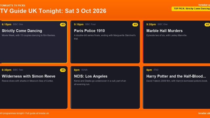 TV Guide UK Tonight: Sat 3 Oct 2026 – Strictly, The Voice UK & Croatia v England