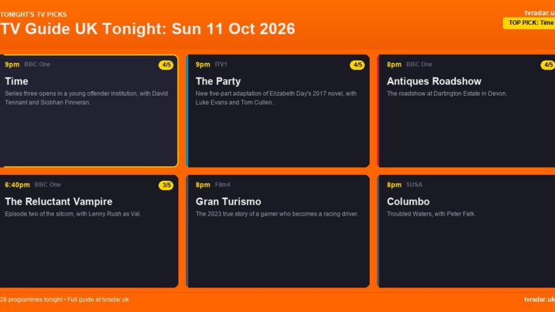 TV Guide UK Tonight: Sun 11 Oct 2026 – Time, The Party & Strictly Results
